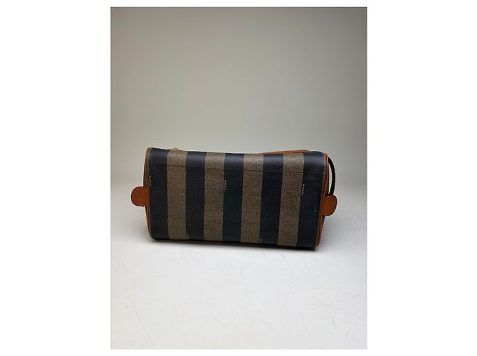 Beauty case Vintage Fendi Canvas Navy Brown Beige Gold Blu navy - vista 9
