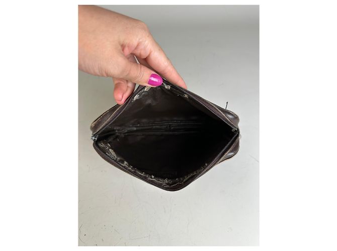 Pouch Vintage Fendi FF Monogram Canvas Beige Nero - vista 8