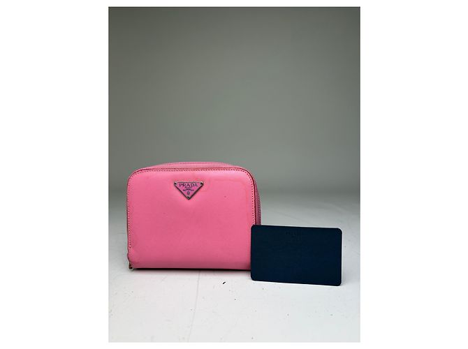 Vintage Prada Saffiano Leather Zip Wallet Pink Silver - view 11