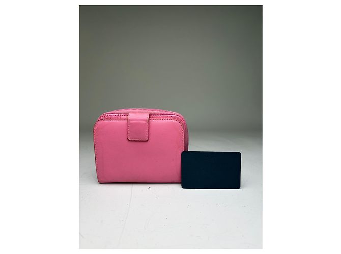Vintage Prada Saffiano Leather Zip Wallet Pink Silver - view 12