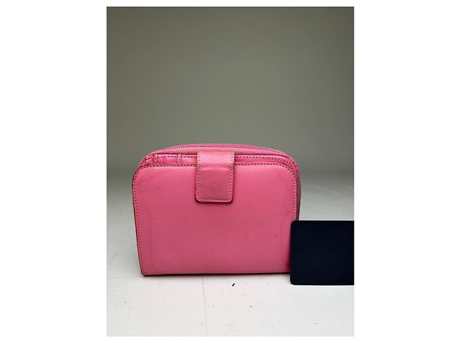 Vintage Prada Saffiano Leather Zip Wallet Pink Silver - view 2