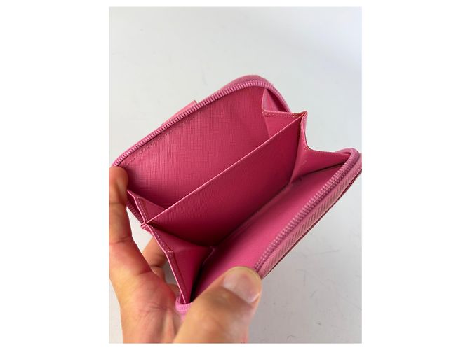Vintage Prada Saffiano Leather Zip Wallet Pink Silver - view 4