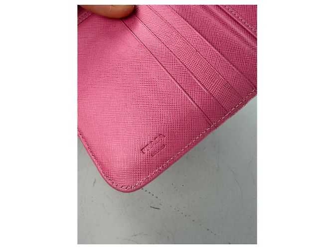 Vintage Prada Saffiano Leather Zip Wallet Pink Silver - view 7