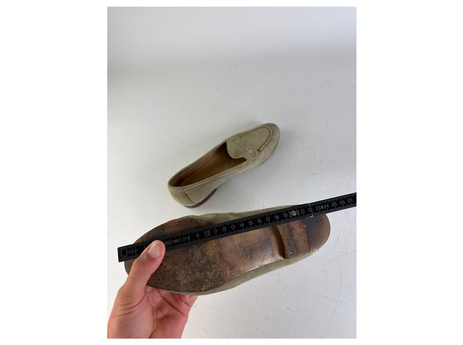 Mocassini Vintage Gucci in camoscio Olive Green EU37 Verde - vista 10