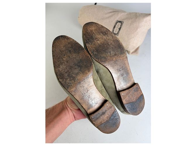 Mocassini Vintage Gucci in camoscio Olive Green EU37 Verde - vista 11