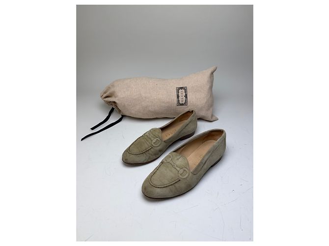 Mocassini Vintage Gucci in camoscio Olive Green EU37 Verde - vista 2