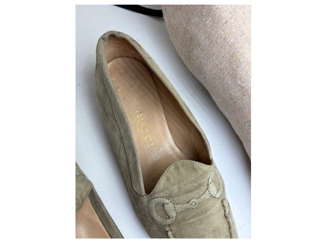 Mocassini Vintage Gucci in camoscio Olive Green EU37 Verde - vista 4