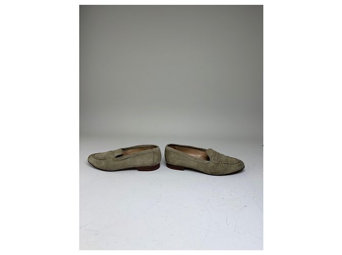 Mocassini Vintage Gucci in camoscio Olive Green EU37 Verde - vista 5