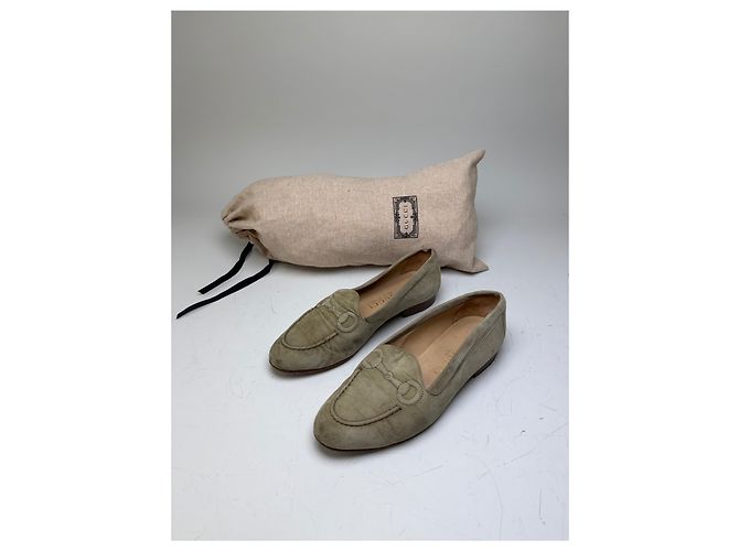Mocassini Vintage Gucci in camoscio Olive Green EU37 Verde - vista 6
