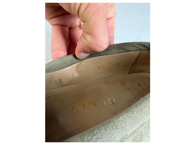 Mocassini Vintage Gucci in camoscio Olive Green EU37 Verde - vista 9