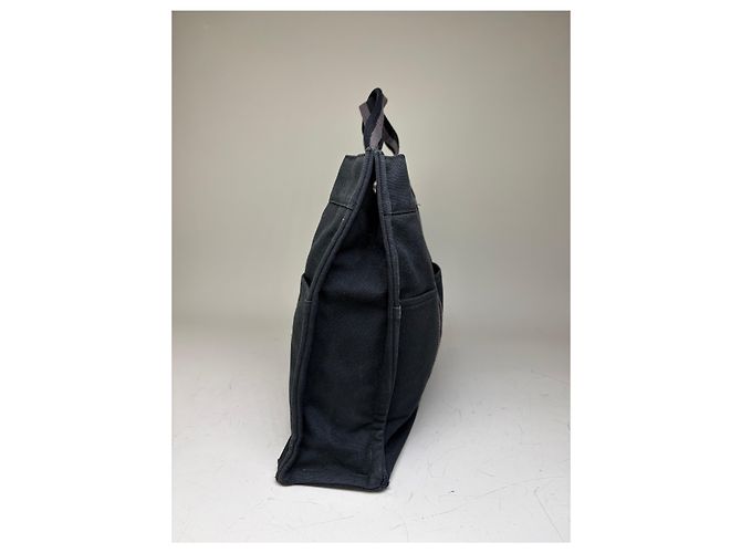 Hermès Vintage Hermes Canvas Tote Schwarz Grau Silber - Ansicht 7