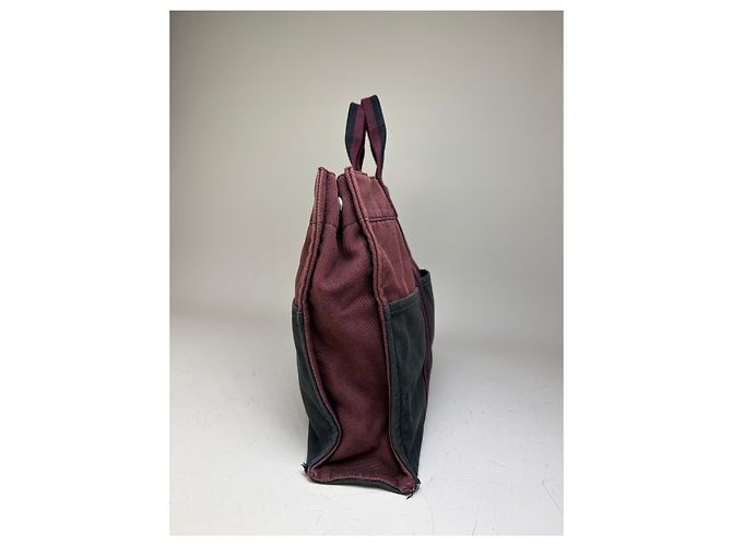 Hermès Vintage Hermes Canvas Tote Bag Burgundy Black - Ansicht 10