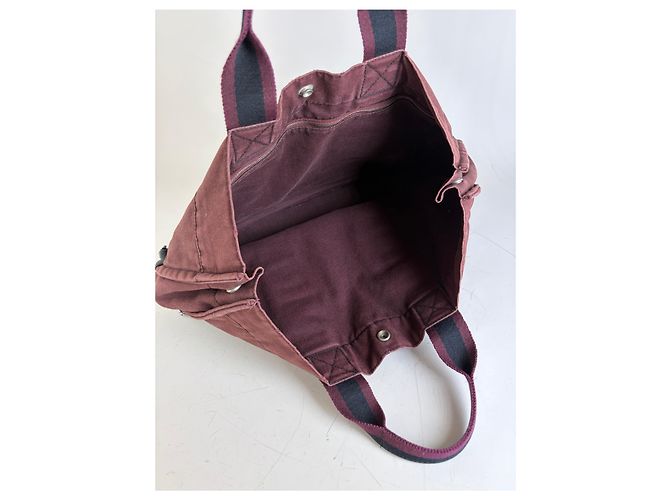 Hermès Vintage Hermes Canvas Tote Bag Burgundy Black - Ansicht 3