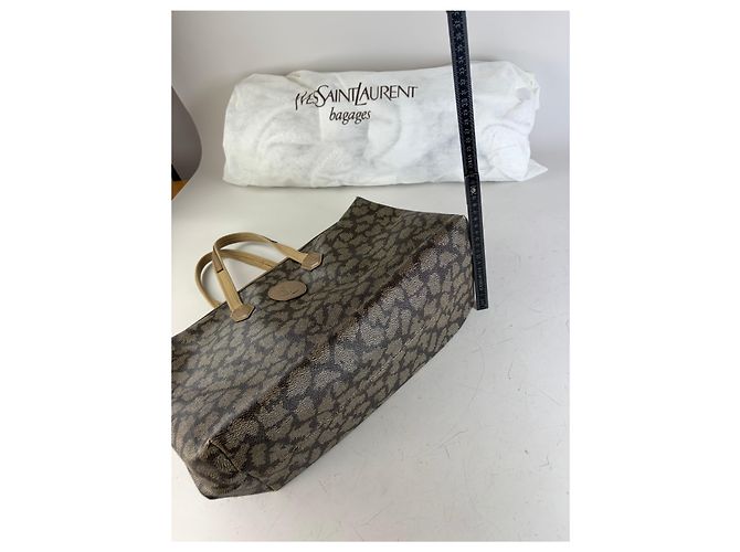 Tote Vintage Yves Saint Laurent Monogram Canvas Brown Cream Marrone - vista 11