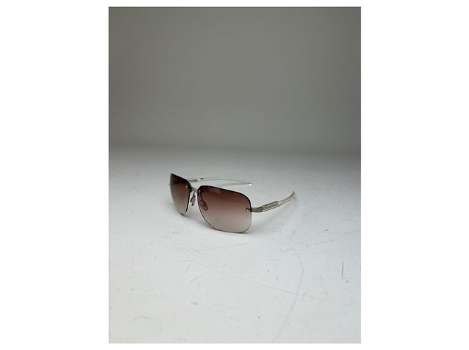 Vintage Prada Metal Frame Sunglasses Brown Gradient Silver - view 11