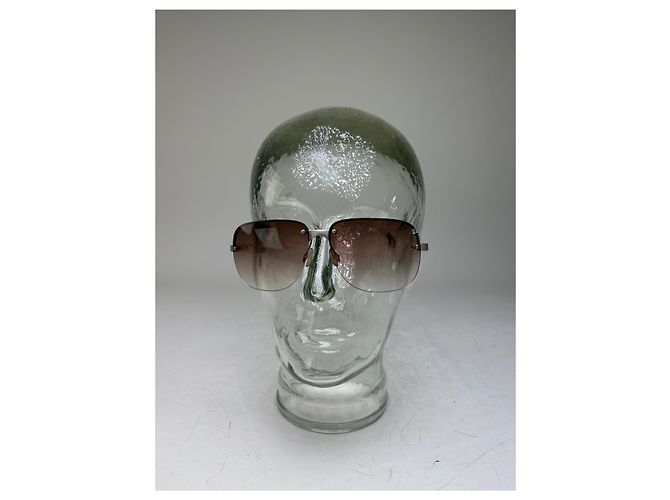 Vintage Prada Metal Frame Sunglasses Brown Gradient Silver - view 2