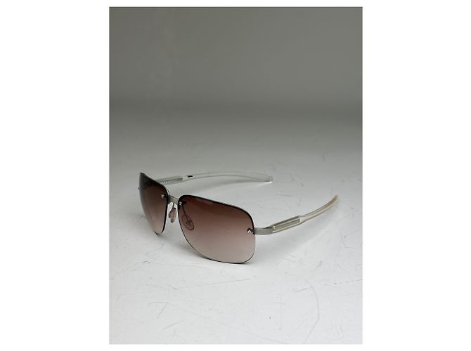 Vintage Prada Metal Frame Sunglasses Brown Gradient Silver - view 6