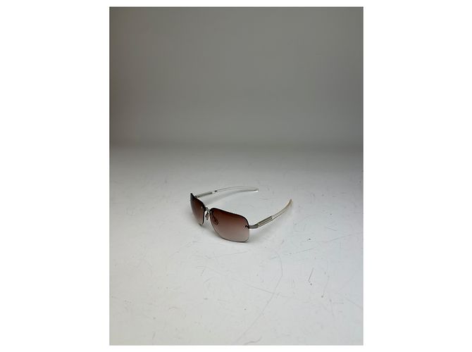 Vintage Prada Metal Frame Sunglasses Brown Gradient Silver - view 8