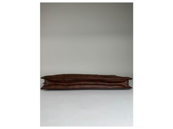 Vintage Etro Paisley Lederaktentasche Brown Rust Gold - Ansicht 10