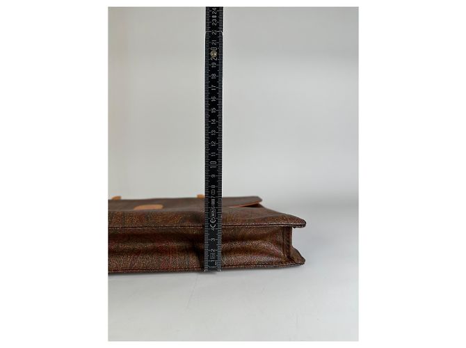 Vintage Etro Paisley Lederaktentasche Brown Rust Gold - Ansicht 11