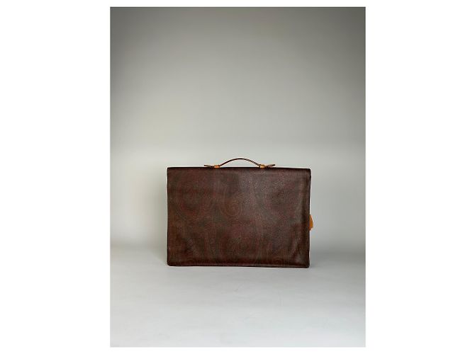 Vintage Etro Paisley Lederaktentasche Brown Rust Gold - Ansicht 13