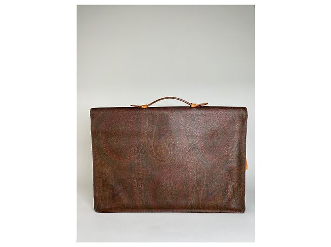 Vintage Etro Paisley Lederaktentasche Brown Rust Gold - Ansicht 2
