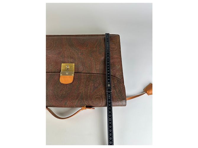 Vintage Etro Paisley Lederaktentasche Brown Rust Gold - Ansicht 8