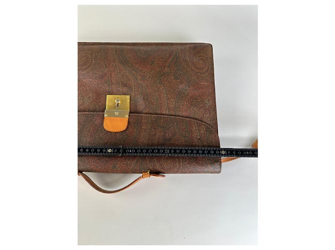 Vintage Etro Paisley Lederaktentasche Brown Rust Gold - Ansicht 9