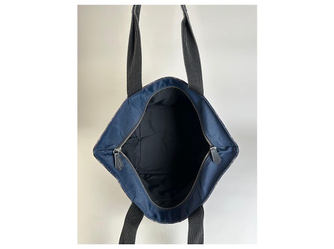 Vintage Burberry Nylon Tote Bag Navy Weiß Grau - Ansicht 3