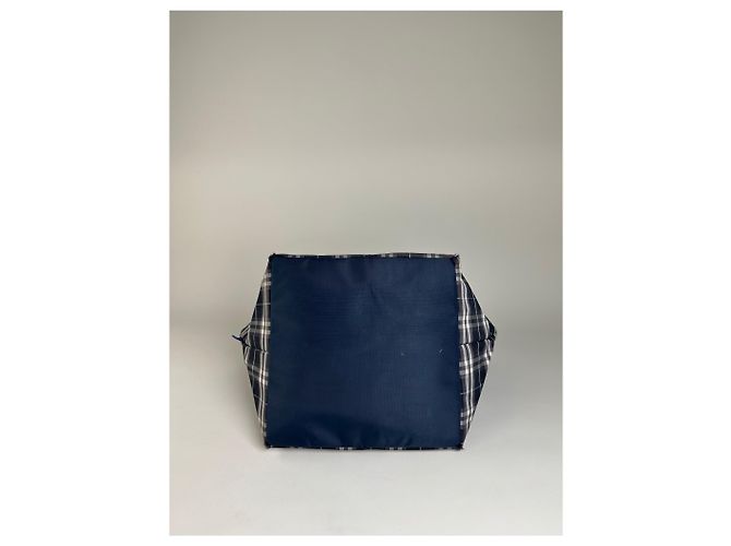 Vintage Burberry Nylon Tote Bag Navy Weiß Grau - Ansicht 6