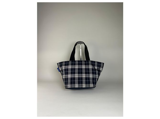 Vintage Burberry Nylon Tote Bag Navy Weiß Grau - Ansicht 7