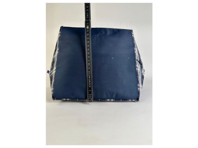 Vintage Burberry Nylon Tote Bag Navy Weiß Grau - Ansicht 8