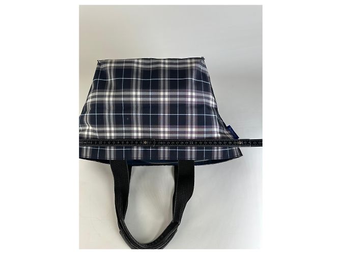 Vintage Burberry Nylon Tote Bag Navy Weiß Grau - Ansicht 9