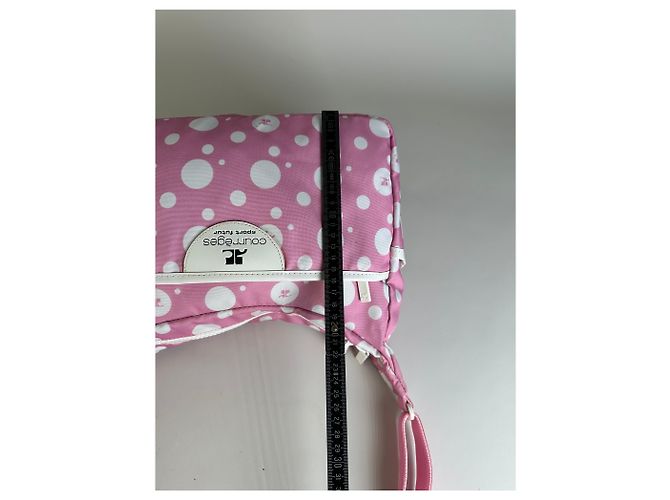 Vintage Courreges Nylon Hobo Bag mit Polka Dots Rosa Weiß Pink - Ansicht 11