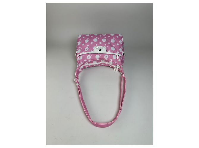Vintage Courreges Nylon Hobo Bag mit Polka Dots Rosa Weiß Pink - Ansicht 7