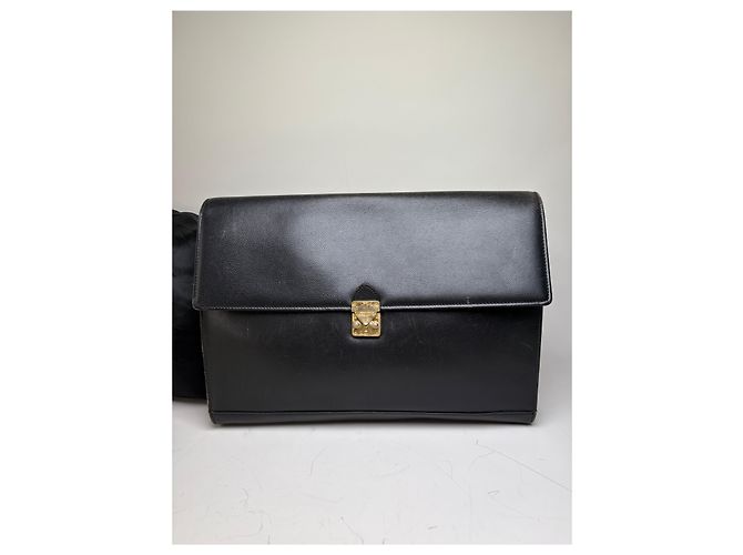Clutch Vintage Yves Saint Laurent in Pelle Nera e Oro Nero - vista 4