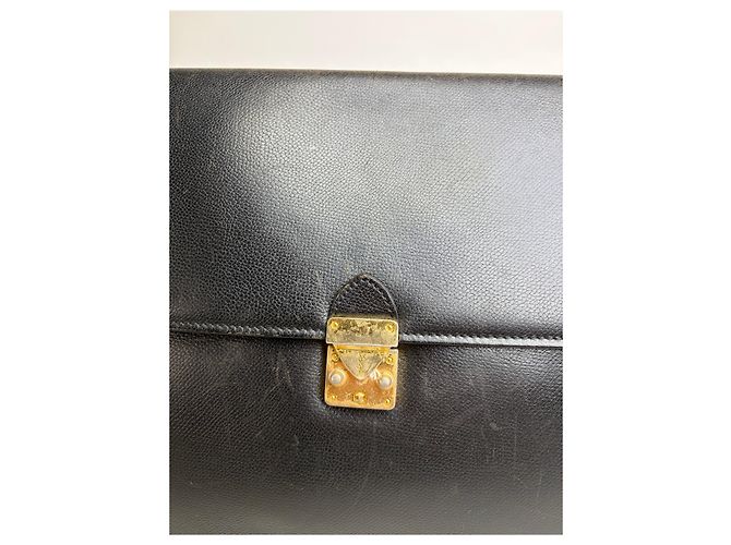 Clutch Vintage Yves Saint Laurent in Pelle Nera e Oro Nero - vista 7