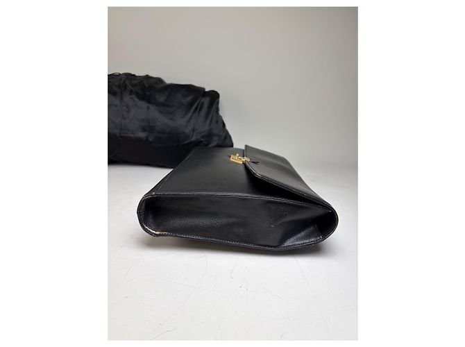 Clutch Vintage Yves Saint Laurent in Pelle Nera e Oro Nero - vista 9