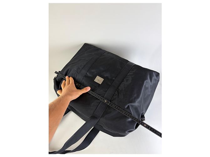 Vintage Courreges Nylon Reisetasche Schwarz Silber - Ansicht 10