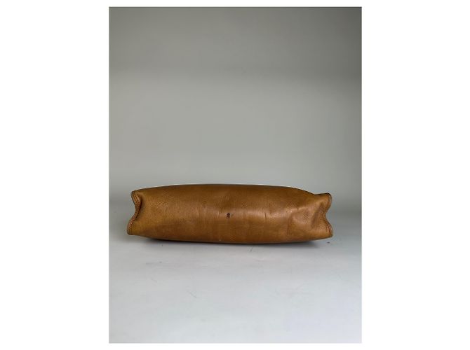Edge Céline Clutch Vintage Celine in pelle testurizzata Tan Silver Cammello - vista 10