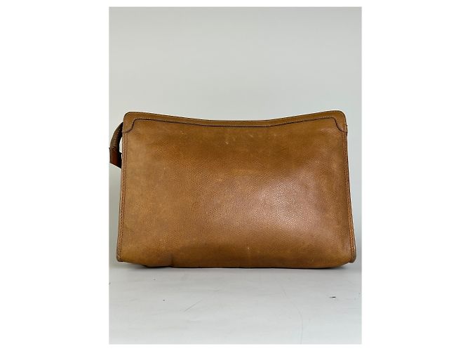 Edge Céline Clutch Vintage Celine in pelle testurizzata Tan Silver Cammello - vista 2