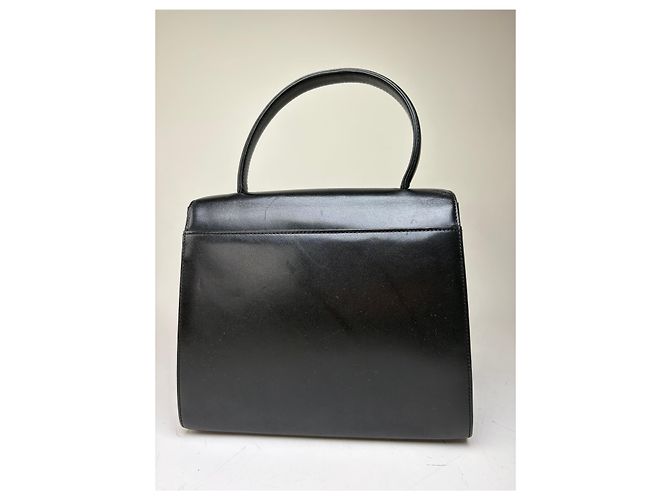 Vintage Givenchy Strukturierte Ledertasche Schwarz Gold - Ansicht 12