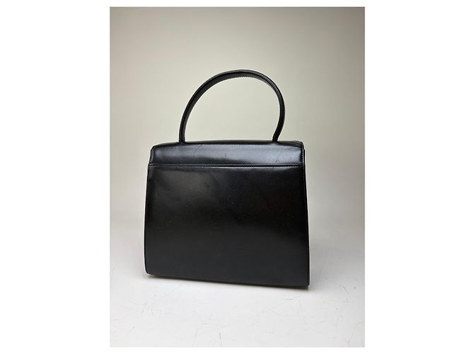 Vintage Givenchy Strukturierte Ledertasche Schwarz Gold - Ansicht 2