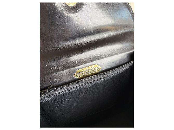Vintage Givenchy Strukturierte Ledertasche Schwarz Gold - Ansicht 4