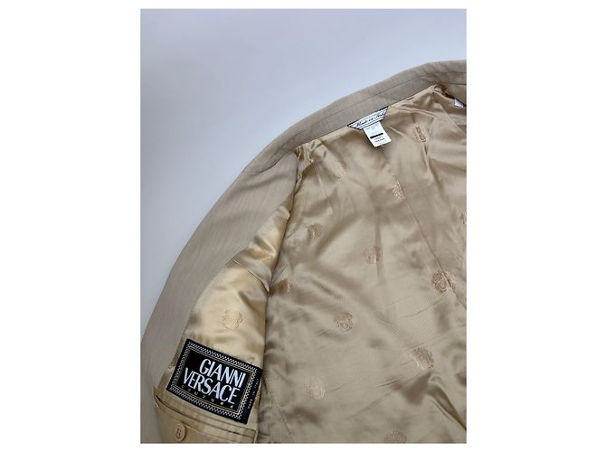 Completo Vintage Gianni Versace da uomo in misto seta Beige M - vista 9