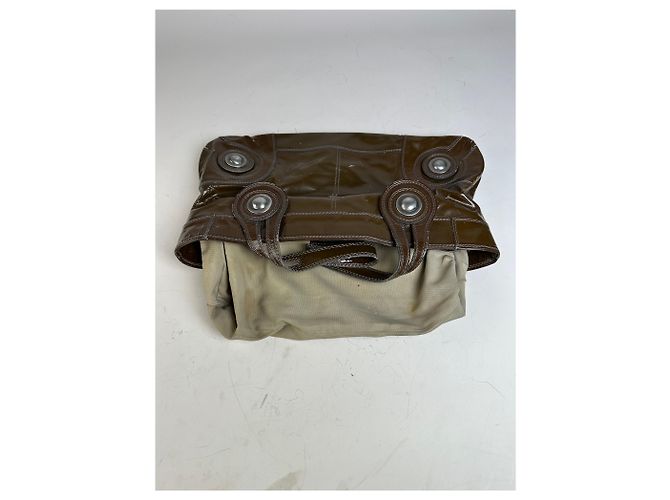 Tote Vintage Marni in pelle verniciata Marrone Scuro Argento - vista 12
