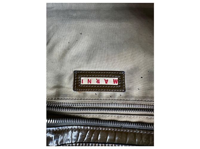 Tote Vintage Marni in pelle verniciata Marrone Scuro Argento - vista 5