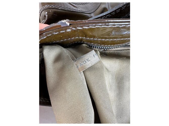 Tote Vintage Marni in pelle verniciata Marrone Scuro Argento - vista 6