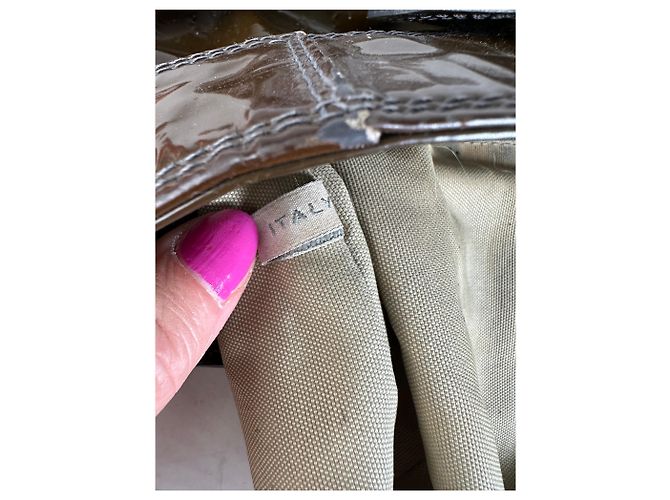 Tote Vintage Marni in pelle verniciata Marrone Scuro Argento - vista 8