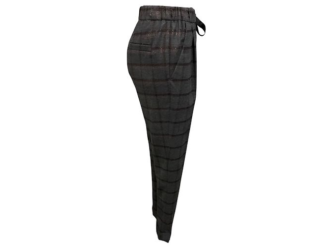 Pantalón Pull On de Cuadros Lurex Gris Medio Brunello Cucinelli - vista 2
